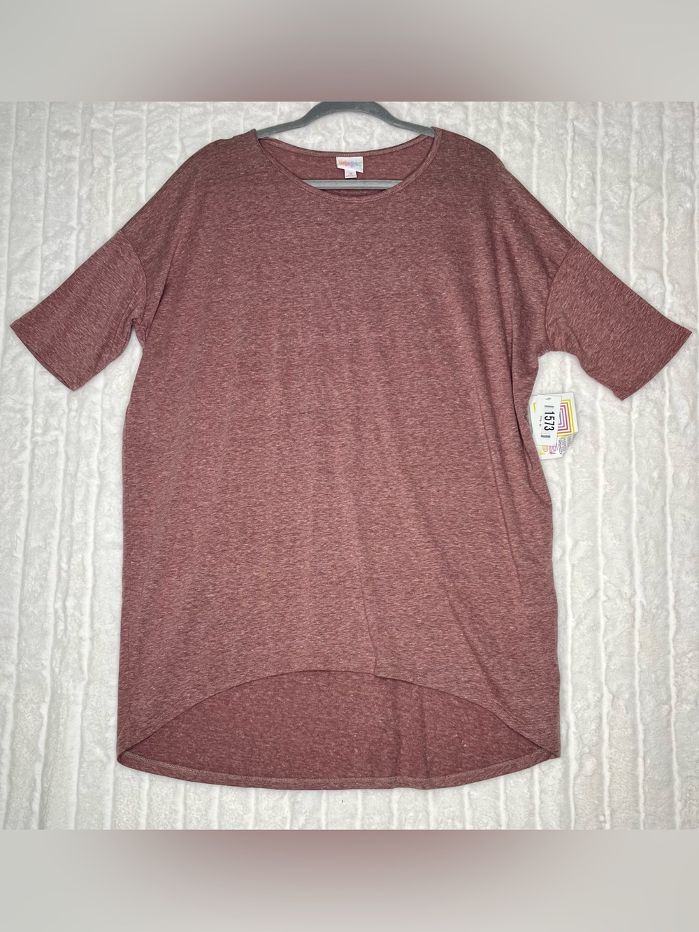 LuLaRoe Irma Tunic Top M NWT Mauve Heathered High Low Oversized Stretch